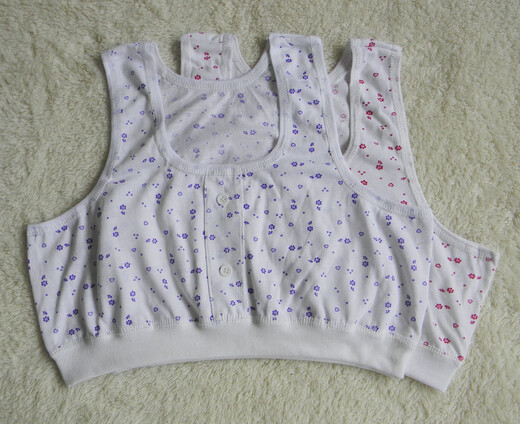 Shengfangyuan middle-aged and elderly women's cotton bra, cotton vest style bra without rims, women's Velcro vest, women's summer sling, white 2 pieces, one size fits all, underbust 2.1-3 feet