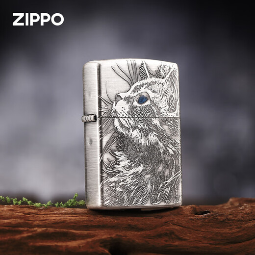 ZIPPO打火机正版熏银深雕月下猫语煤油防风礼物送朋友 月下猫语【新机无油】DY9902TZ