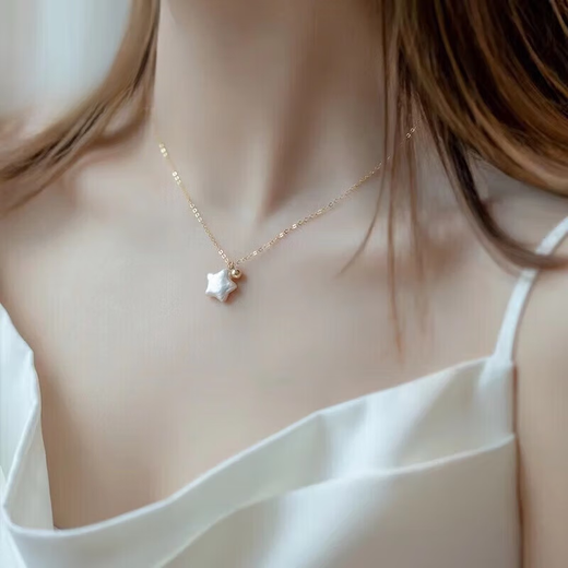 Quan Yin's new 14k gold-filled natural baroque freshwater star pearl pendant, exquisite and simple clavicle chain with various designs, Ba