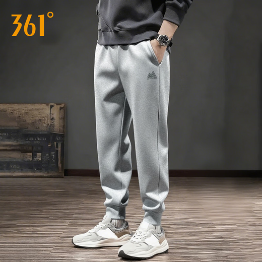 361 Men's Sports Pants Autumn 2025 New Knitted Sweatpants Loose Casual Cuffed Leg Branded Long Pants Men's Style F - Light Tile Gray - Cuffed Sweatpants Upgraded Cotton 3XL 190/(Recommended 180-199Jin Jin equals 0.5kg)