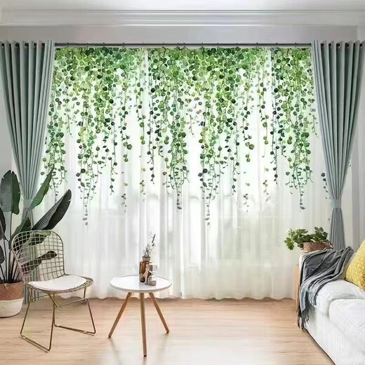 Transparent and opaque 5D three-dimensional ink landscape painting Chinese style gauze curtain for living room, bedroom, study, balcony, tea room partition curtain Thickened and opaque