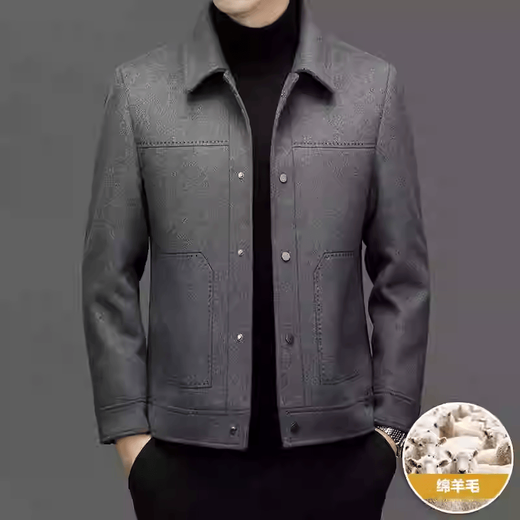 Lilan autumn and winter new men's woolen jacket lapel business casual warm middle-aged dad coat khaki 170 100-120Jin Jin equals 0.5 kg