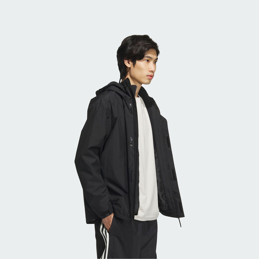 Adidas water-repellent plus velvet liner three-in-one hooded jacket for men and women in autumn and winter Adidas official light sports black XL