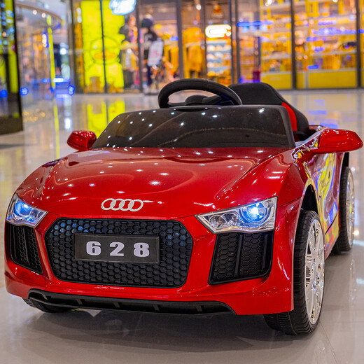 Yiyuan baby remote control car can sit on four-wheeled children's car for 0-3 years old, swing car for men and women, charging stroller, Audi white dual drive + Bluetooth music dual drive