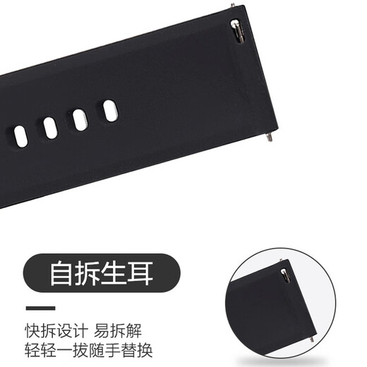 LIHG适用于迪士尼20mm软硅胶表带配件MK-15236表带MK-15254防水耐磨2cm表带 黑色表带(20mm)