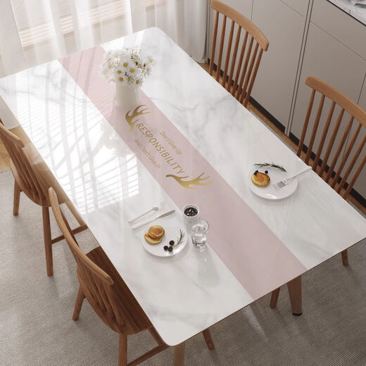 Colorful butterfly tablecloth no-wash waterproof and oil-proof pvc dining table mat light luxury high-end soft glass living room coffee table mat tablecloth cyan daisy 80*140cm
