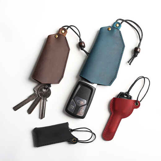 Sac en cuir du courrier Sac à trait des hommes et des femmes à télécommande pour hommes et femmes couverte couverte du ménage Buckle USB Disque Protection de protection unique Clé simple brun clair grand taille