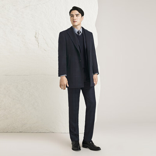 YOUNGOR Coat Men's Business Coat Wool Fabric Smooth Soft Fashion Warm Shopping Mall Same Model Navy L 175/96A