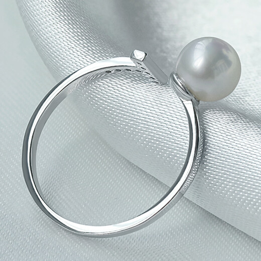 Queen of Pearls S925 silver inlaid 6-7mm nearly perfect round freshwater pearl ring for women live birthday gift for girls 6-7mm 12-13#