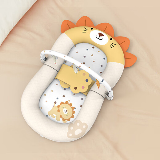 Ledingdong crib middle bed slope pillow anti-vomiting foldable newborn baby feeding artifact 0-6 months gift cute lion comfort bed