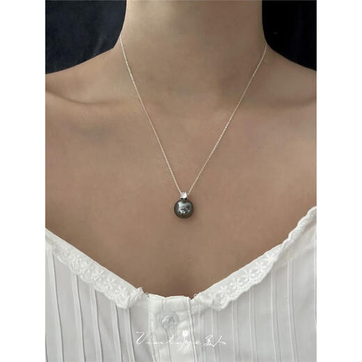 DRJEFUN Princess Swarovski Pearl French Classic Versatile Silver Necklace/Clavicle Chain Women Princess Tahiti 12mm-Necklace