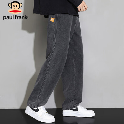 大嘴猴（paul frank）牛仔裤男秋冬季美式休闲裤男士宽松阔腿裤子男裤 黑色 XL