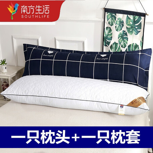 Southern Lifestyle Brand Home Textile Double Pillow with Long Pillow Core Integrated Couple Pillow Long Pillow 1.2m/1.5/1.8 Mijia 1.0 Meter Embroidered Pillow Core [] Style Pillow Case