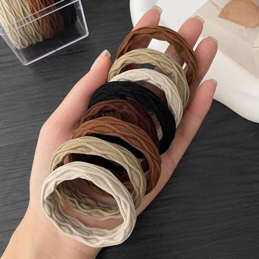Thick Hair Tie Brown Hair Tie Ponytail Rubber Band Female Simple Temperament High Elasticity Hair Tie Diamond Pattern Hair Tie 10 Pieces