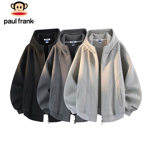 Мужская толстовка с капюшоном Paul Frank на осень и зиму, модное брендовое тяжелое пальто, мужской повседневный свободный топ, мужской темно-серый размер 2XL