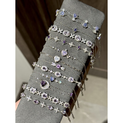 KOSK tanzanite bracelet purple series s925 silver natural amethyst amethyst girl's heart color 5mm light purple water simple style hand circumference about 15.5-19