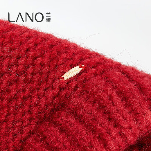 Lanno balaclava knitted woolen hat for women autumn and winter 2024 new Northeast cold protection equipment ear protection hat red M (56-58cm)