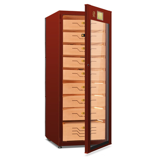 Bulldog cigar cabinet, constant temperature and humidity control for eggplant cultivation, constant humidity and ammonia removal, cedar wood inverter compressor, moisturizing, red wine cabinet, dual-purpose fingerprint lock, WiFi large capacity box, naked cultivation VC528 high-end, fourth generation plus with fingerprint password lock WiFi, coffee color 2800 pieces