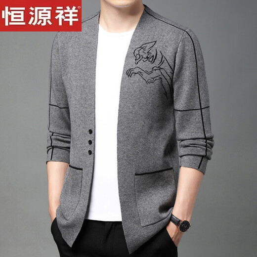 Hengyuanxiang high-end new spring and autumn men's wool knitted cardigan jacket men's middle-aged fashion versatile sweater jacket trend camel M reference 90-110Jin [Jin equals 0.5 kg]