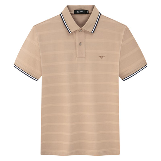 Seven Wolf [Moisture Wound] Short Sleeve T-shirt Men's Summer New Lapel Casual Polo Men's Clothes Top 702 (Dark Apricot) L 170/88A