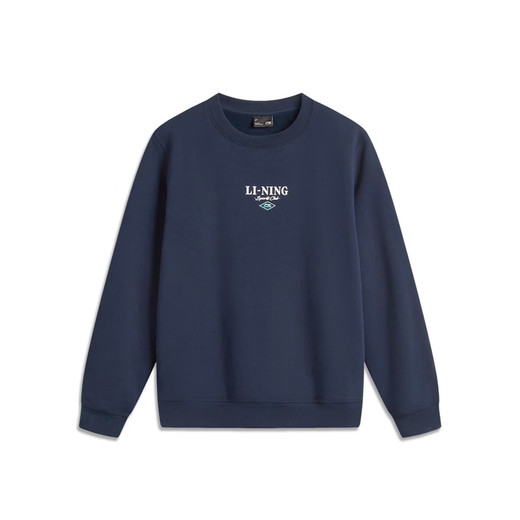 Li Ning Outdoor Sports 2024 New Winter Casual and Versatile Men's Round Neck Pullover Warm Plus Fleece Sweatshirt AWDU679 Flower Gray AWDU679-2 S