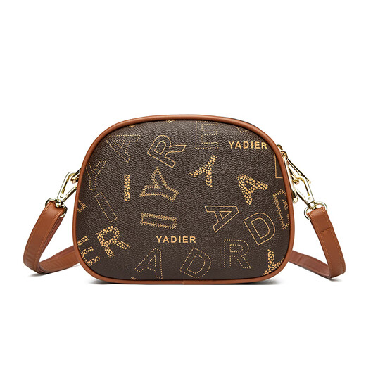 Kangaroo (Kangaroo) Echtes Leder kleiner Tasche für Frauen 2024 Neue trendige und modische kleine runde Tasche vielseitige One-Shoulder-Crossbody-Tasche Weiche Leder Frauenbeutel Big Letter Braun braun