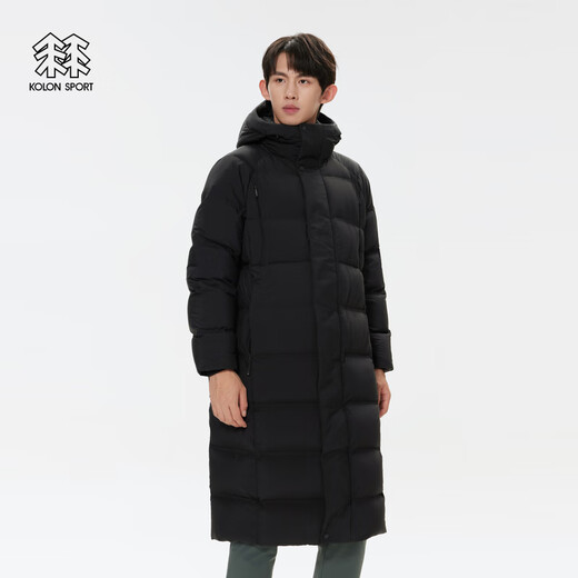 KOLON SPORT Long weight down jacket for men and women, outdoor casual windproof and water-repellent hooded goose down jacket