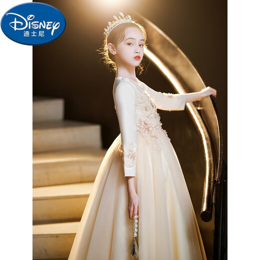 
Disney girls dress princess dress birthday children host performance dress flower girl wedding girl piano playing evening dress 683 blue plus velvet long sleeves Subscribe [Fur collar] 110cm 22-32
