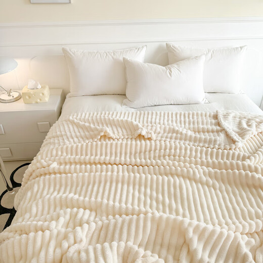 Light luxury rabbit down blanket, universal sofa cover for all seasons, office nap blanket, multi-functional functional blanket, bedding, white (active style) 100*150cm single blanket