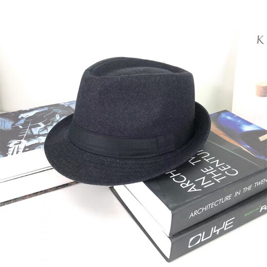 Lee dprre top hat men's spring, autumn and winter middle-aged and elderly outdoor warm top hat casual British retro jazz hat woolen small brim hat black one size fits 57-58cm head circumference