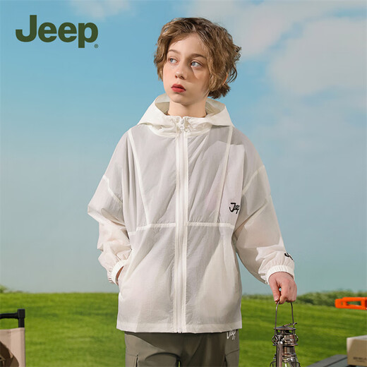 Jeep children's clothing children's sun protection clothing 2025 summer new style lightweight breathable ice silk baby sun protection clothing for boys and girls white 150 cm