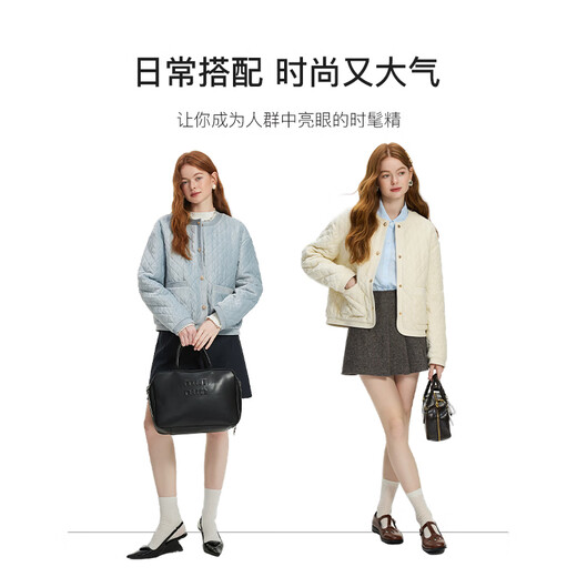 范思蓝恩小香风轻薄丝绒羽绒服女2024秋冬新款外套24FY14135 爱丽丝蓝 L