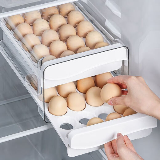 RSRDDY Refrigerator Egg Storage Box Fresh Box Organizing Artifact Shelf Holder Egg Box Special Drawer Type Chicken 1 Double-layer Egg Box + 2 Upside Down Drawer Box Save 13.6 Yuan
