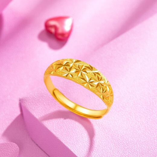 Yingtang Old Phoenix Gold Store model pure gold 999 pure silver ring for women with baby's breath gold-covered and silver-covered live mouth pair ring ring adjustable gold-covered silver baby's breath ring with the same style as Lao Fengxiang. Collect and receive certificate + receipt + gift box 1.2g same style with Lao Fengxiang