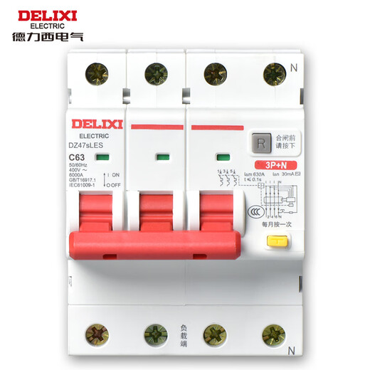 德力西（DELIXI）德力西三相四线漏电保护器380v断路器3P+N4P63a空气开关带漏保100 窄款3P+N漏保 63A