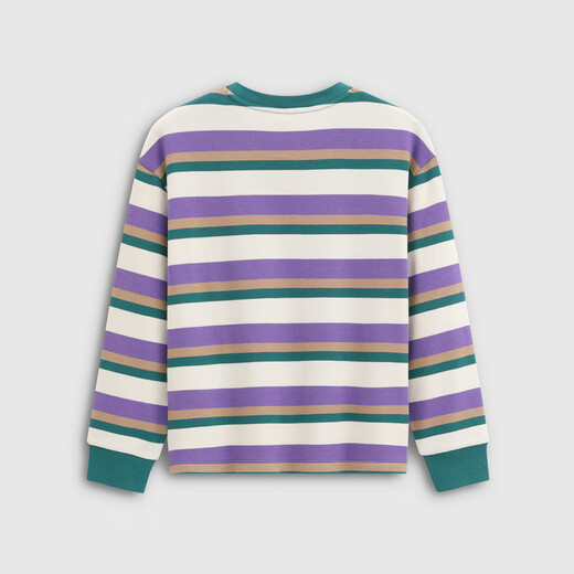 Gap Gap boys winter embroidered logo striped long-sleeved T-shirt children's casual top 839478 purple and green stripes 150 cm (12-13 years old) Asian size