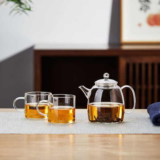 Green Changming glass teapot Kung Fu tea set thickened high temperature resistant teapot single pot with handle small glass pot