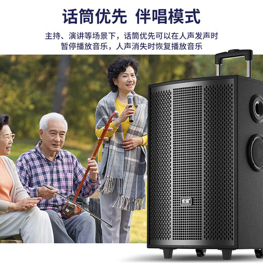 Sony Ericsson (soaiy) 8-inch square dance audio wooden high-power portable outdoor heavy bass Bluetooth karaoke special high-volume mobile trolley speaker outdoor performance dual microphone SA-X72