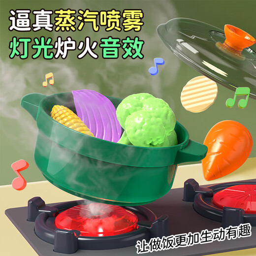 Eve Stone Special Girl Like You Kinderhaus Küche Spielzeug Set Mini Cooking Kitchen Spielzeug Geburtstagsgeschenk für kleine Mädchen 3-6 Jahre alt 80 cm Sound und leichte Spray Küche Grün