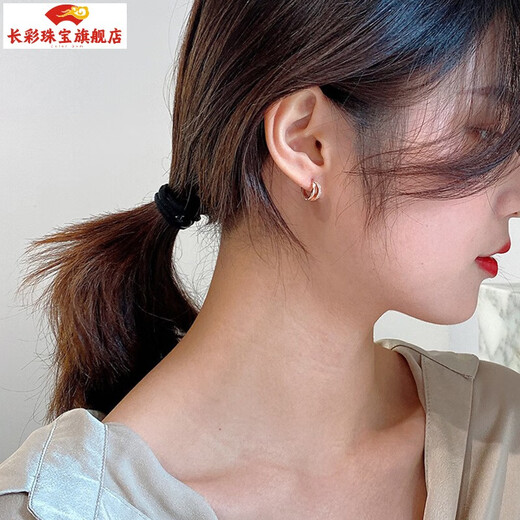 Changcai Earrings 2021 Trendy Color Gold Earrings Korean Simple Earrings Earrings Women's Silver-plated No-Pick Rose Gold Earrings Rose Gold Pair