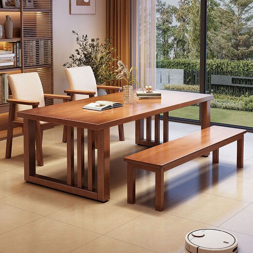 Zhangdian 2024 Nouveau bureau et table de salle à manger intégrée avec le nouveau salon de style chinois grande table en bois massif en bois massif multi-personnes table