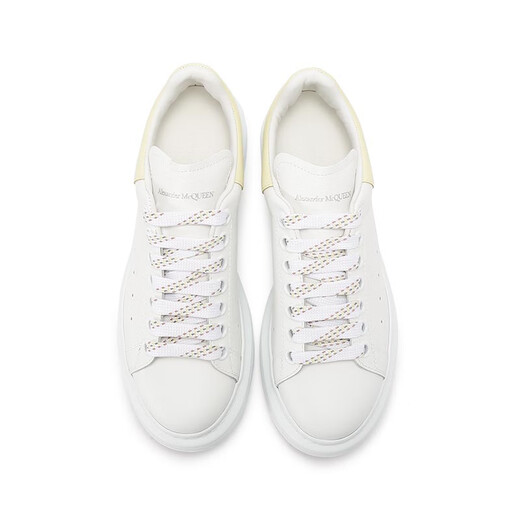 Alexander McQueen 24 Automne et hiver à lacets à manches larges pour femmes Sneakers décontractés à selle épaisse et chaussures blanches Couples 718139 WHGP5 3523 blanc clair jaune 34