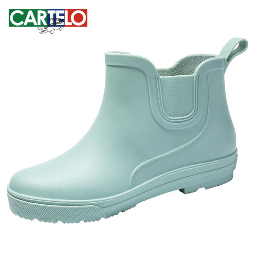 卡帝乐鳄鱼（CARTELO）时尚雨鞋女短筒防滑防水鞋加绒保暖雨靴 工作四季胶鞋套鞋水靴 卡其色 标准码 39