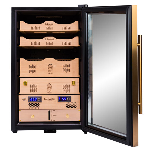 LUBINSKI cigar cabinet, high-precision constant temperature and humidity, special electronics for naked eggplant cultivation, can hold about 300 pieces, metal door frame-222-48L