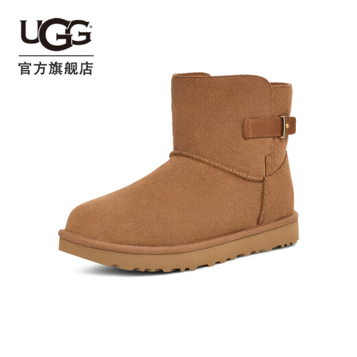 UGG秋季新款男女同款舒适平底经典搭扣款迷你短靴雪地靴 1166776 CHE | 栗色 36