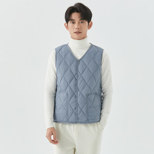 陌飘羽绒棉马甲男轻薄秋冬羽绒棉内胆时尚保暖背心打底内穿坎肩中老年 卡其色 M 90-110斤