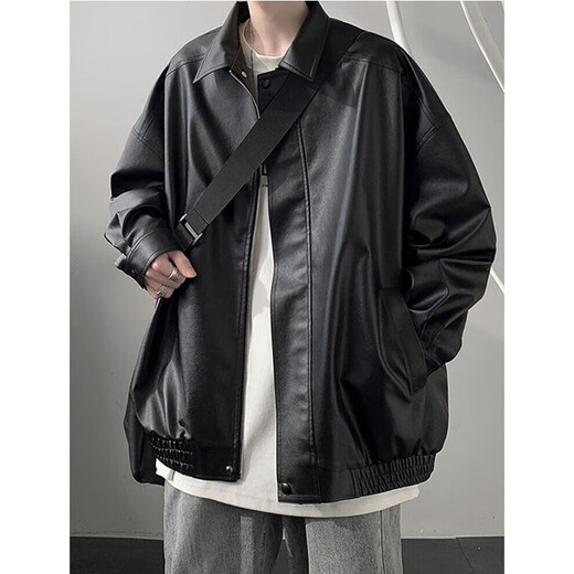 
Digada American retro brown leather jacket men's autumn and winter trendy brand versatile and handsome cleanfit versatile jacket WJS-W9274 black M