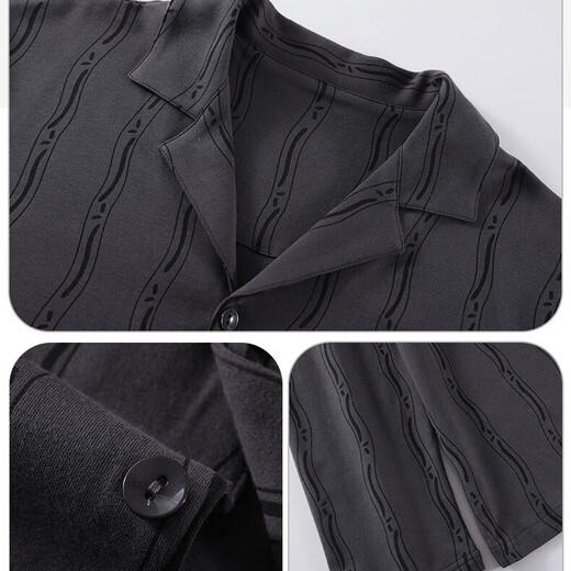 Cat Man Pure Cotton Pajamas Autumn e Invierno de otoño e invierno Los pantalones de manga larga se pueden usar en el exterior del juego de ropa casual de algodón de algodón de algodón rayado 12210 L (recomendado 100-130 Jin [Jin iguala 0.5 kg])