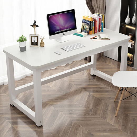 Weimandi Computer Desk Home Desktop Desk Study Desk Writing Desk Simple Bedroom Table Workbench Long Table Thickened Light Wood Surface + White Frame Length 80* Width 50* Height 74cm Hot Sale