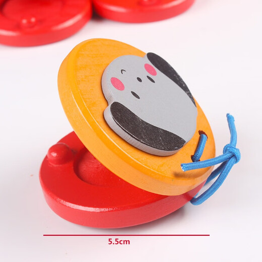 
Pastoral poetry Orff Children's Percussion Instrument Kindergarten wooden three-sentence half-cut plate round dance board baby music toy long handled plate (blue) 1 piece
